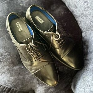 Johnston & Murphy Novick Black Cap Toe Lace Up Shoes